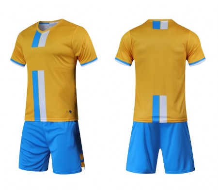 1604 Customize Team Yellow&Blue Soccer Jersey Kit(Shirt+Short)