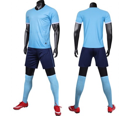 1606 Customize Team Blue Soccer Jersey Kit(Shirt+Short)