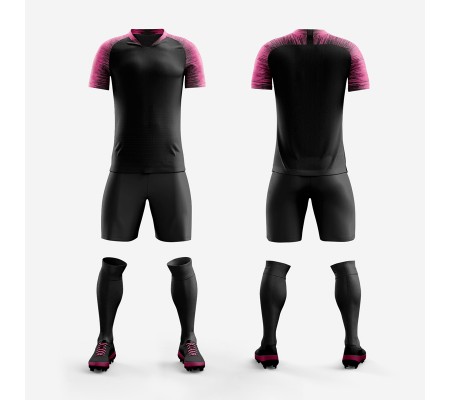 1609 Customize Team Black Soccer Jersey Kit(Shirt+Short)