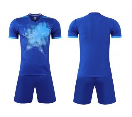 1703 Customize Team Blue Soccer Jersey Kit(Shirt+Short)