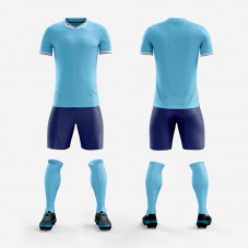 1704 Customize Team Blue Soccer Jersey Kit(Shirt+Short)