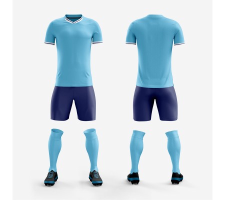 1704 Customize Team Blue Soccer Jersey Kit(Shirt+Short)