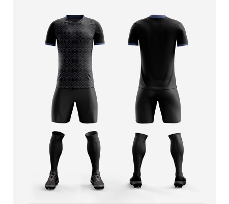 1705 Customize Team Black Soccer Jersey Kit(Shirt+Short)