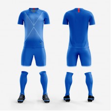 1708 Customize Team Blue Soccer Jersey Kit(Shirt+Short)