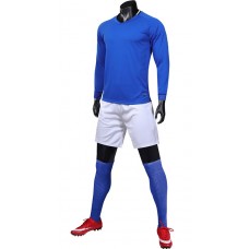 1901 Customize Team Blue Long Sleeve Soccer Jersey Kit(Shirt+Short)