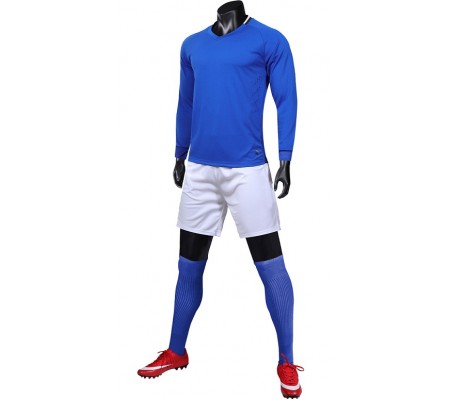 1901 Customize Team Blue Long Sleeve Soccer Jersey Kit(Shirt+Short)