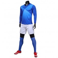 1902 Customize Team Blue Long Sleeve Soccer Jersey Kit(Shirt+Short)