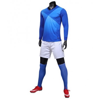 1902 Customize Team Blue Long Sleeve Soccer Jersey Kit(Shirt+Short)