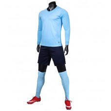 1902 Customize Team Sky Blue Long Sleeve Soccer Jersey Kit(Shirt+Short)