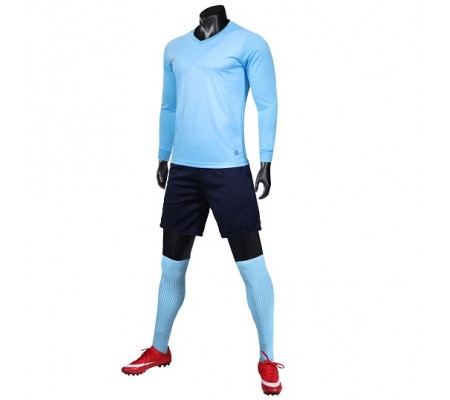 1902 Customize Team Sky Blue Long Sleeve Soccer Jersey Kit(Shirt+Short)