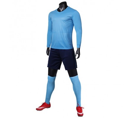 1908 Customize Team Sky Blue Long Sleeve Soccer Jersey Kit(Shirt+Short)