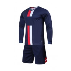 2001 Customize Team Dark Blue Long Sleeve Soccer Jersey Kit(Shirt+Short)