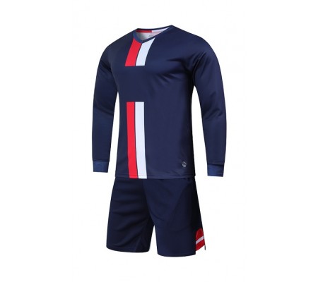 2001 Customize Team Dark Blue Long Sleeve Soccer Jersey Kit(Shirt+Short)