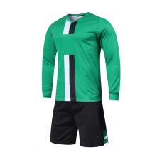 2001 Customize Team Green Long Sleeve Soccer Jersey Kit(Shirt+Short)