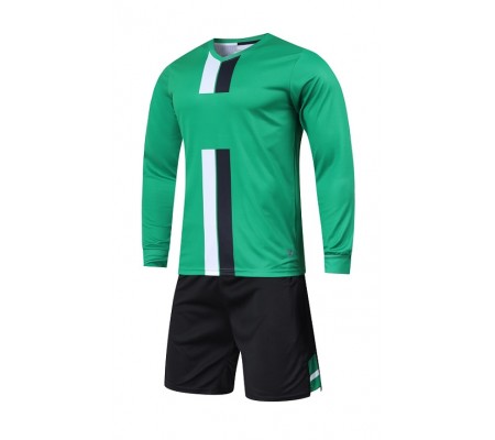 2001 Customize Team Green Long Sleeve Soccer Jersey Kit(Shirt+Short)