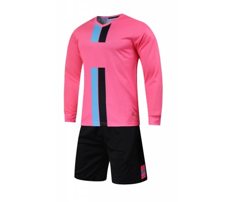 2001 Customize Team Pink Long Sleeve Soccer Jersey Kit(Shirt+Short)