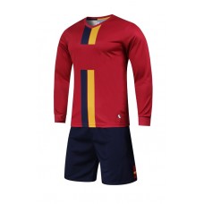 2001 Customize Team Red Long Sleeve Soccer Jersey Kit(Shirt+Short)