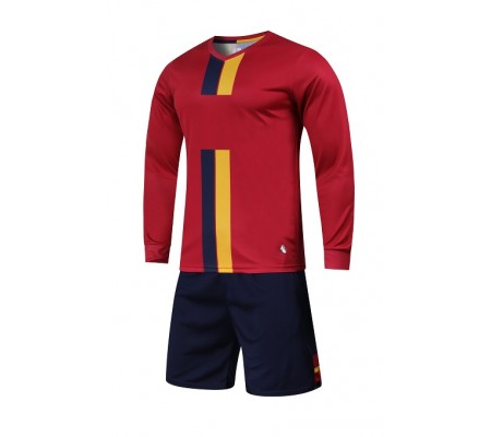 2001 Customize Team Red Long Sleeve Soccer Jersey Kit(Shirt+Short)