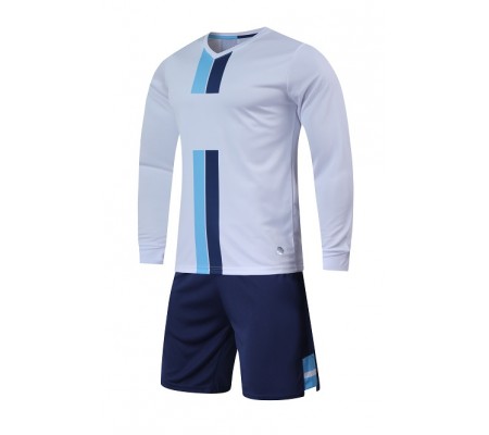 2001 Customize Team White Long Sleeve Soccer Jersey Kit(Shirt+Short)