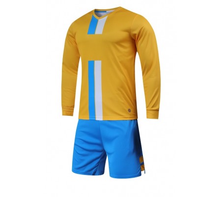 2001 Customize Team Yellow Long Sleeve Soccer Jersey Kit(Shirt+Short)