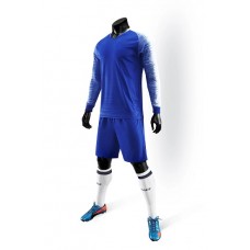 2823 Customize Team Blue Long Sleeve Soccer Jersey Kit(Shirt+Short)