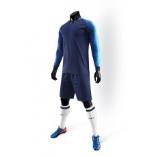 2823 Customize Team Dark Blue Long Sleeve Soccer Jersey Kit(Shirt+Short)