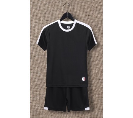 2004 Customize Team Black Children's Soccer Jersey Kit(Shirt+Short)